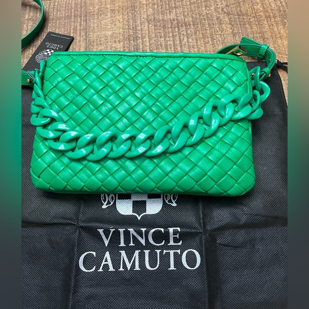 NWT Vince Camuto Woven Lotus Green Crossbody Bag